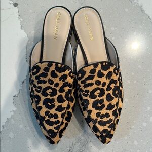 Cole Haan Women's Black and Tan Animal Print Mules